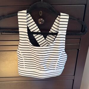 Glyder Black and White Striped Crop Top